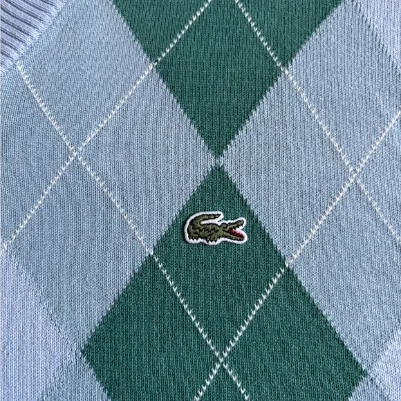 Lacoste Argyle Sweater in Light Blue and Green - Picture 4 of 10